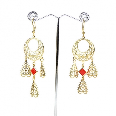 Boucle d'oreille pendante filigrane - doré
