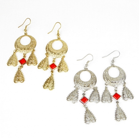 Boucle d'oreille pendante filigrane - doré