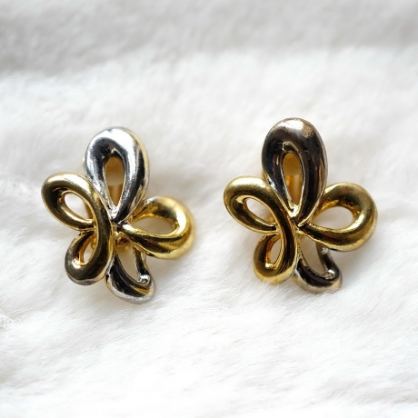 Boucle d'oreille clip vintage - doré argent