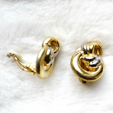 Boucle d'oreille clip vintage - doré argent