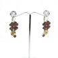 Boucle d'oreille pendante fleur émail - marron Boucle d'oreille pendante fleur émail - marron