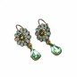 Boucle d'oreille pendante rosace strass - vert