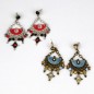 Boucle d'oreille pendante demi lune breloque - bleu