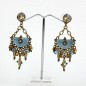 Boucle d'oreille pendante demi lune breloque - bleu