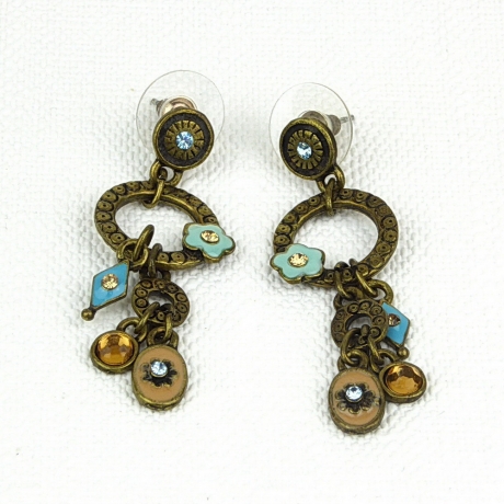 Boucle d'oreille pendante vintage - bleu vert