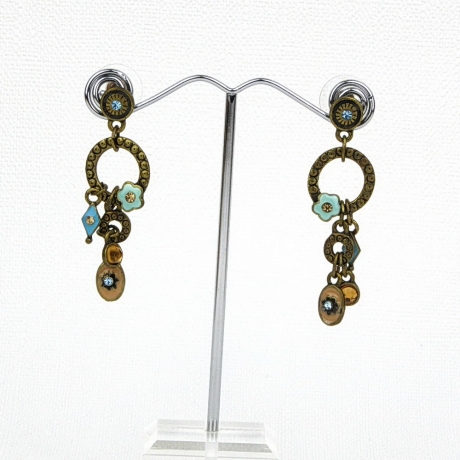 Boucle d'oreille pendante vintage - bleu vert