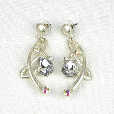 Boucle d'oreille pendante - argent mat