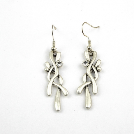 Boucle d'oreille pendante - argent mat