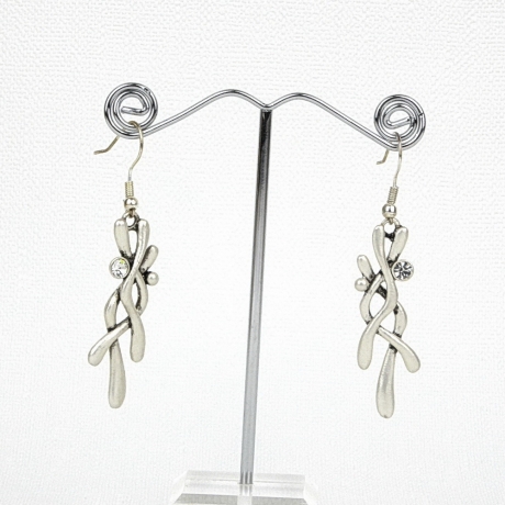 Boucle d'oreille pendante - argent mat