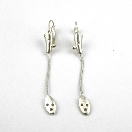 Boucle d'oreille pendante - argenté mat