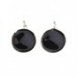 Boucle d'oreille pendante ronde émail - noir Boucle d'oreille pendante ronde émail - noir