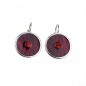 Boucle d'oreille pendante ronde émail et strass - rouge Boucle d'oreille pendante ronde émail et strass - rouge