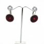 Boucle d'oreille pendante ronde émail et strass - rouge Boucle d'oreille pendante ronde émail et strass - rouge