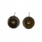 Boucle d'oreille pendante ronde émail et strass - marron Boucle d'oreille pendante ronde émail et strass - marron