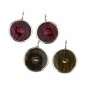 Boucle d'oreille pendante ronde émail et strass - marron Boucle d'oreille pendante ronde émail et strass - marron
