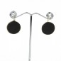 Boucle d'oreille pendante ronde émail - noir Boucle d'oreille pendante ronde émail - noir
