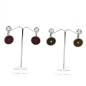 Boucle d'oreille pendante ronde émail et strass - marron Boucle d'oreille pendante ronde émail et strass - marron