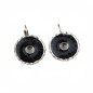 Boucle d'oreille pendante ronde dentelé émail - noir Boucle d'oreille pendante ronde dentelé émail - noir