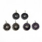 Boucle d'oreille pendante ronde dentelé émail - noir Boucle d'oreille pendante ronde dentelé émail - noir