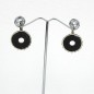 Boucle d'oreille pendante ronde dentelé émail - noir Boucle d'oreille pendante ronde dentelé émail - noir