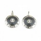 Boucle d'oreille pendante ronde émail et strass - gris Boucle d'oreille pendante ronde émail et strass - gris