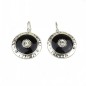 Boucle d'oreille pendante ronde émail et strass - noir Boucle d'oreille pendante ronde émail et strass - noir