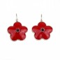 Boucle d'oreille pendante fleur émail - rouge Boucle d'oreille pendante fleur émail - rouge