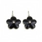 Boucle d'oreille pendante fleur émail - noir Boucle d'oreille pendante fleur émail - noir