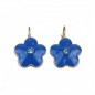 Boucle d'oreille pendante fleur émail - bleu Boucle d'oreille pendante fleur émail - bleu