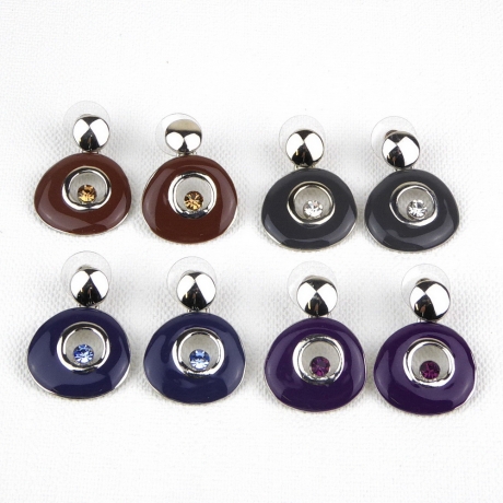 Boucle d'oreille pendante émail - violet