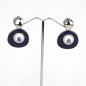 Boucle d'oreille pendante émail - bleu