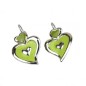 Boucle d'oreille pendante coeur émail - vert
