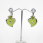 Boucle d'oreille pendante coeur émail - vert