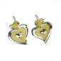 Boucle d'oreille pendante coeur émail - jaune Boucle d'oreille pendante coeur émail - jaune