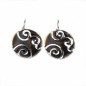 Boucle d'oreille pendante ronde émail - noir Boucle d'oreille pendante ronde émail - noir
