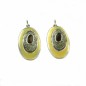 Boucle d'oreille pendante ovale émail et paillette - jaune Boucle d'oreille pendante ovale émail et paillette - jaune
