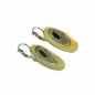 Boucle d'oreille pendante ovale émail et paillette - jaune Boucle d'oreille pendante ovale émail et paillette - jaune