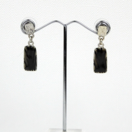 Boucle d'oreille pendante émail - marron