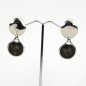 Boucle d'oreille clip pendante ronde - gris Boucle d'oreille clip pendante ronde - gris