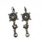 Boucle d'oreille pendante perles et strass - gris Boucle d'oreille pendante perles et strass - gris