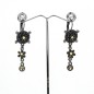Boucle d'oreille pendante perles et strass - gris Boucle d'oreille pendante perles et strass - gris