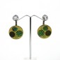 Boucle d'oreille pendante ronde émail et perles - vert Boucle d'oreille pendante ronde émail et perles - vert