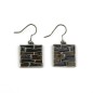 Boucle d'oreille pendant émail - gris