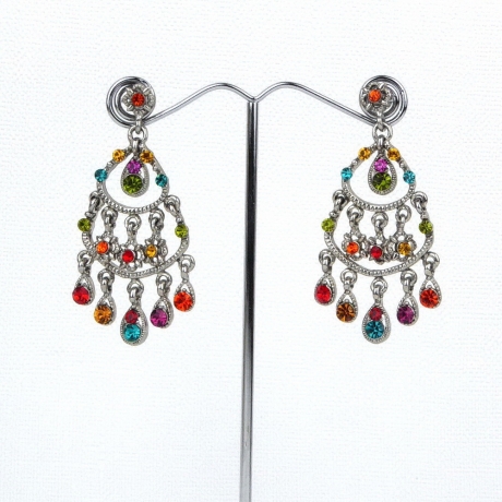 Boucle d'oreille pendante cristal vintage - multicolore