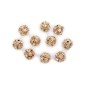 Lot de 10 perles rondes strass 8mm - doré