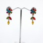 Boucle d'oreille pendante fleur cristal - multicolore