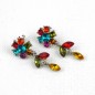 Boucle d'oreille pendante fleur cristal - multicolore
