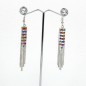 Boucle d'oreille pendante multi chaine strass - multicolore