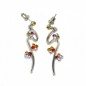 Boucle d'oreille pendante strass - multicolore