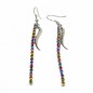 Boucle d'oreille pendant chaine strass - multicolore